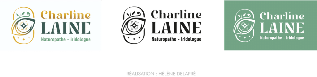 Déclinaisons du logo de Charline Laine sur différents fonds