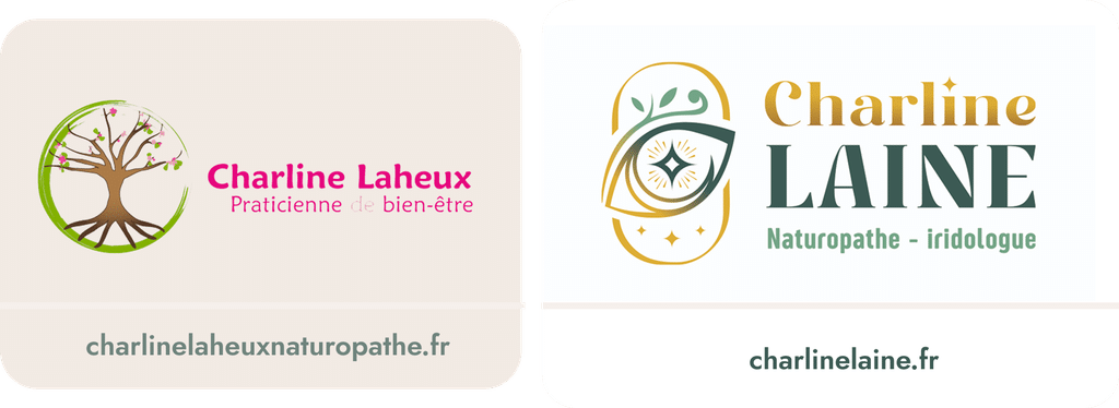 Ancien et nouveau logo de Charline Laine
